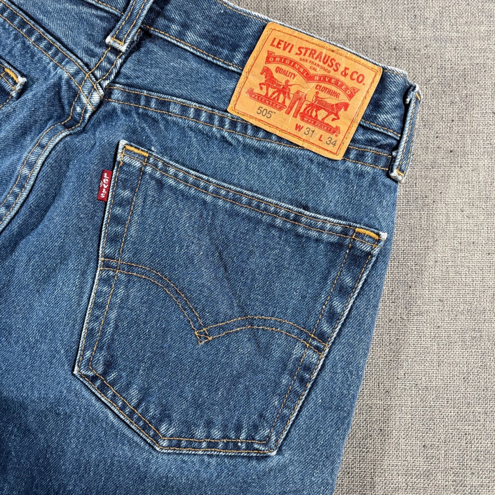 Levi's 505 Regular Fit Jeans Mens 31x34 Blue Straight Leg Denim